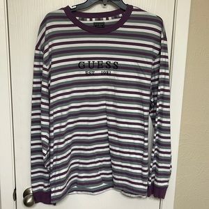 Guess mens long sleeve striped shirt